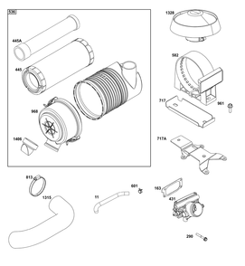 Air Cleaner Group Diagram and Parts List for 54E177-0109-J1 400000 - 699999 Briggs and Stratton Engine